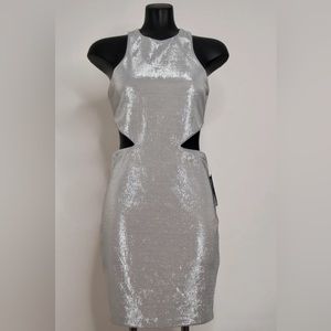 NWT Silver Metallic EXPRESS Party / Cocktail Dress Shiny Sequins Size 0